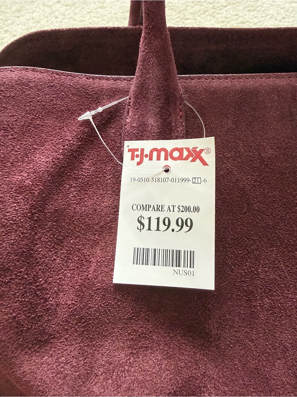 NWT CLAUDIA FIRENZE Suede Handbag East/West Style Burgundy/ Deep Wine - Picture 4 of 13